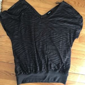 Sheer zebra striped top in Brown